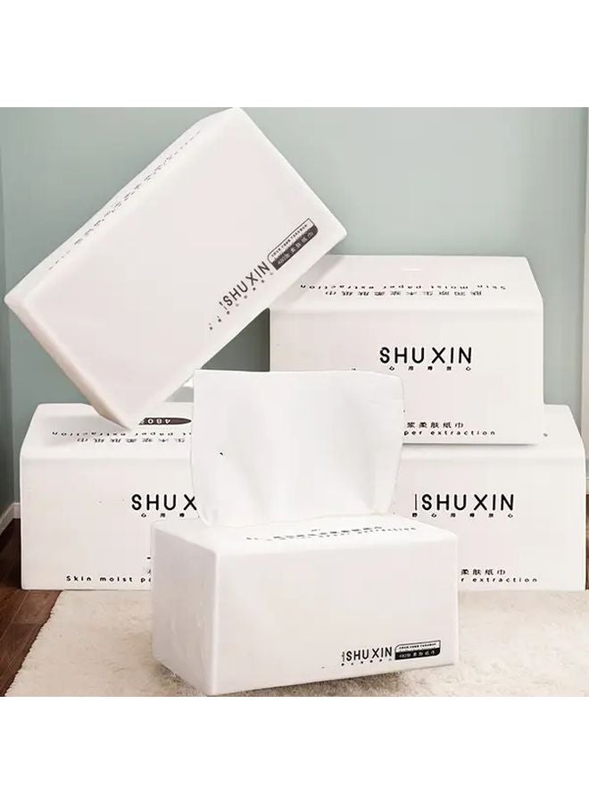 6 علب مناديل إضافية كبيرة الحجم 4 طبقات سميكة قوية عالية الامتصاص ورق وجه ناعم - Image 1